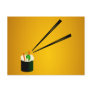 Cute Sushi Roll In Corner With Chopsticks Post Card
