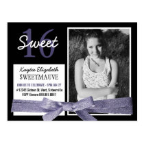 Cute Sweet 16 Purple Glitter Ribbon with Photo Postcard
