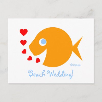 Cute Sweet Beach Wedding Save The Date Postcard by Swisstoons