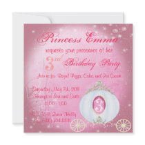 Cute Sweet Pink Princess Birthday Party Invitation