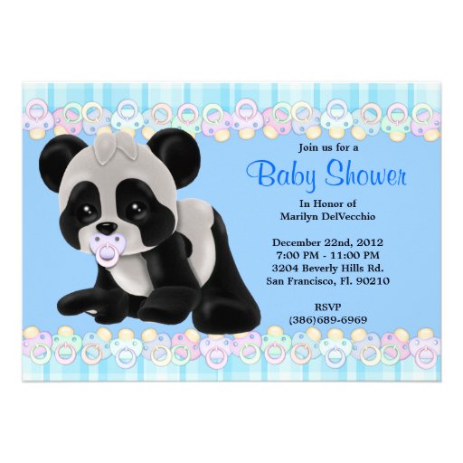 CUTE Sweet Plush Baby Panda Bear Baby Shower Invitation