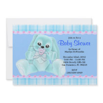 CUTE Sweet Plush Blue Bunny Rabbit Baby Shower Announcement