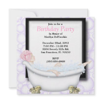 CUTE Sweet Spa Bath Massage and Beauty Party Invit Announcement