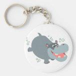 Cute Swimming Cartoon Hippo Keychain