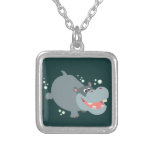 Cute Swimming Cartoon Hippo Necklace