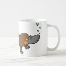 Cute swimming duck-billed platypus coffee mugs