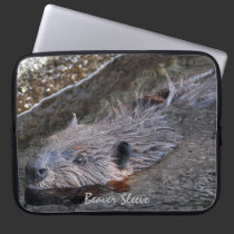 Cute Swimming Wild Beaver Wildlife Photo laptop sleeves