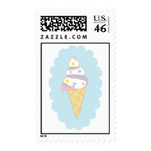 Cute Swirl Ice Cream Cone Postage Stamps