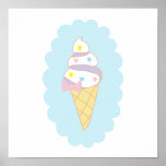 Cute Swirl Ice Cream Cone Poster