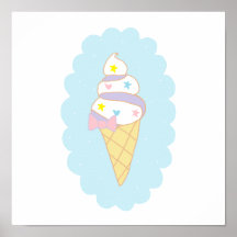 Cute Swirl Ice Cream Cone Poster
