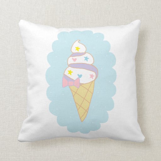 Cute Swirl Ice Cream Cone Throw Pillows Zazzle