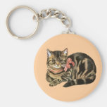 Cute Tabby Calico Cat / Kitten Keychain