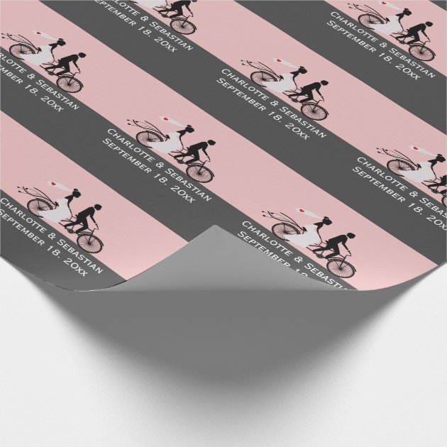Cute Tandem Bike Bride And Groom Wedding Wrapping Paper 4/4