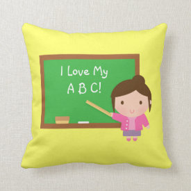 Cute Teacher Chalkboard Kids Love ABC Throw Pillows