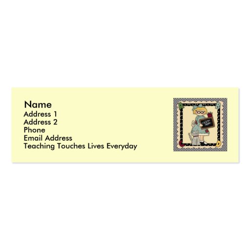 Cute Teacher Personal Cards Business Card Template (front side)