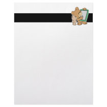 cute teacher teddy bear with chalkboard customized letterhead