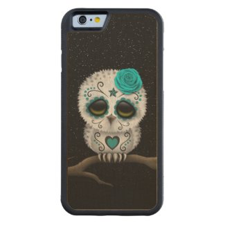 Cute Teal Day of the Dead Sugar Skull Owl Stars Carved® Maple iPhone 6 Bumper