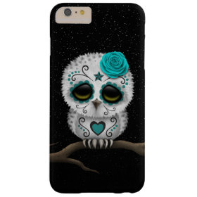 Cute Teal Day of the Dead Sugar Skull Owl Stars Barely There iPhone 6 Plus Case