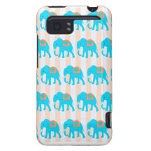 Cute Teal Turquoise Blue Elephants on Peach Stripe HTC Vivid / Raider 4G Case