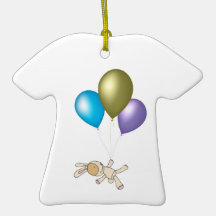 Cute Teddy and Balloons Cartoon Art Ornaments