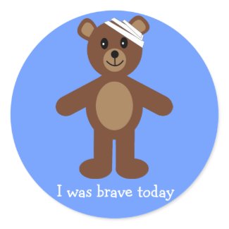 Cute Teddy & Bandage I Was Brave Blue Stickers sticker