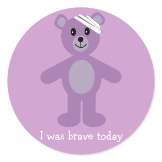 Cute Teddy & Bandage I Was Brave Lilac Stickers sticker