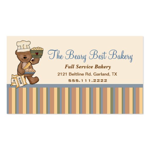 Cute Teddy Bear Chef Bakery Business Card