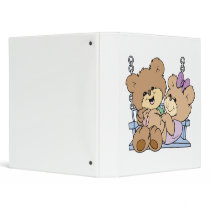 cute teddy bear couple romance on bench swing binders
