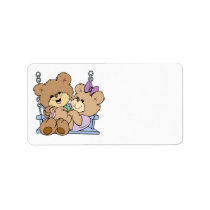 cute teddy bear couple romance on bench swing personalized address labels