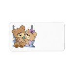 cute teddy bear couple romance on bench swing personalized address labels