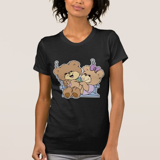 cute teddy bear couple romance on bench swing tshirt