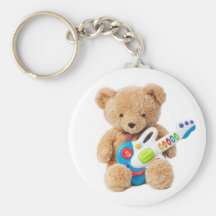 Cute Teddy Bear Guitar Keychain