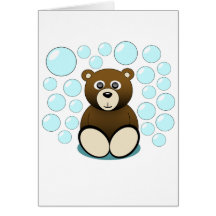 cute teddy bear in bubbles greeting card