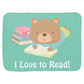 Cute Teddy Bear Loves To Read For Toddlers Baby Blanket