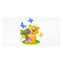 Cute teddy bear photo card template