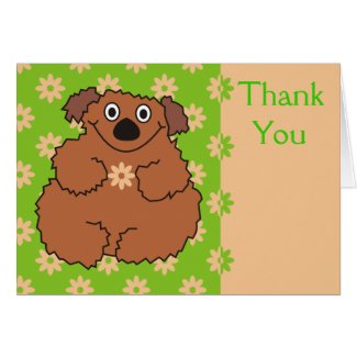 Cute Teddy Bear with Flower Thank You Cards