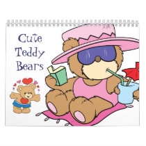 Cute teddy bears wall calendar