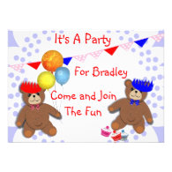 Cute Teddy Bears Fun Kids Party Invitations