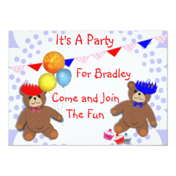 Cute Teddy Bears Fun Kids Party Invitations Cute Teddy Bears Fun Kids Party Invitations
