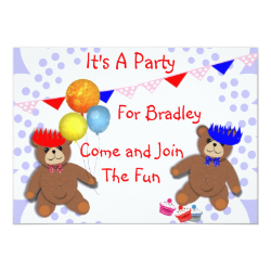 Cute Teddy Bears Fun Kids Party Invitations