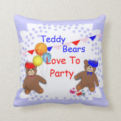 Cute Teddy Bears Love To Party Kids Throw Pillow