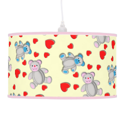 Cute Teddy Bears Sweet Love Hearts Ditsy Pattern Lamps