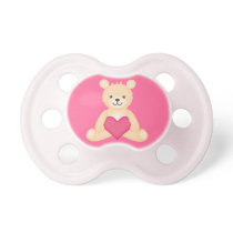Cute Teddy with Pink Heart Pacifier pacifiers