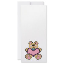 cute teddybear with heart design full color rack card