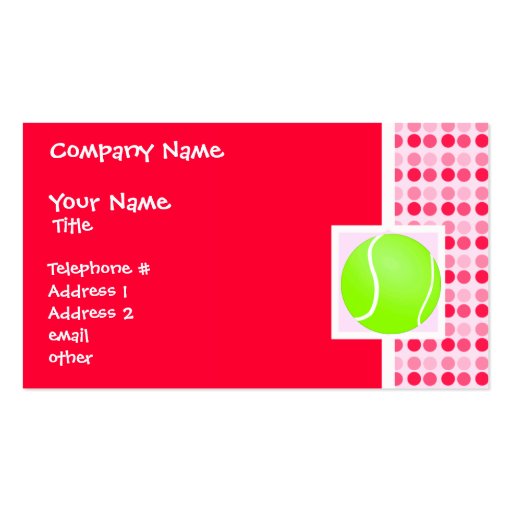 Cute Tennis Ball Business Cards (front side)