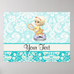 Cute Tennis; Damask Poster