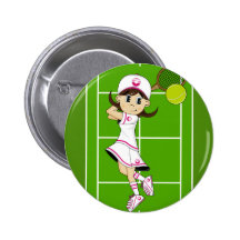 Cute Tennis Girl Badge Pin