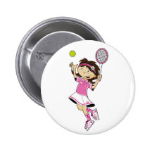 Cute Tennis Girl Badge Pins