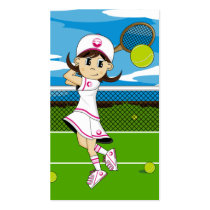 Cute Tennis Girl Bookmark Business Card Template