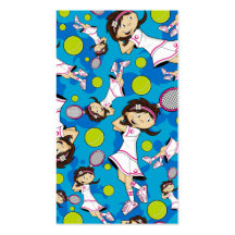 Cute Tennis Girl Bookmark Business Card Template